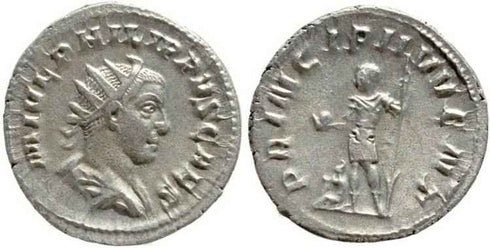 Philip II silver antoninianus - PRINCIPI IVVENT- Prince of the Youth