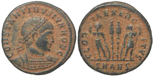 Roman coin of Constantine II - GLORIA EXERCITVS - Antioch Mint
