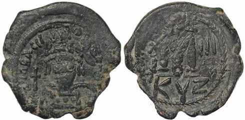 Byzantine coin of Heraclius Ae Follis - Cyzicus - Year 3