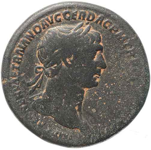 Roman coin of Trajan - Sestertius - SPQR OPTIMO PRINCIPI S-C