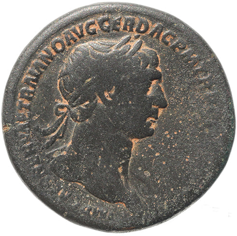 Roman coin of Trajan - Sestertius - SPQR OPTIMO PRINCIPI S-C