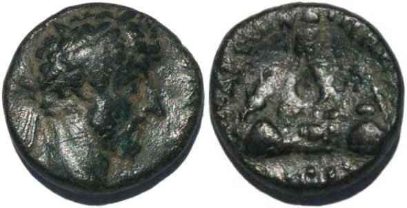 Ancient Roman coin of Marcus Aurelius minted in Caesarea, Cappadocia 161-180AD