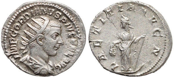 Ancient Roman coin of Gordian III - LAETITIA AVG N