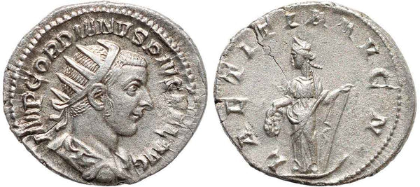Ancient Roman coin of Gordian III - LAETITIA AVG N
