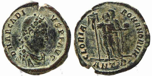 Roman coin of Arcadius Ae2 - GLORIA ROMANORVM - Antioch Mint