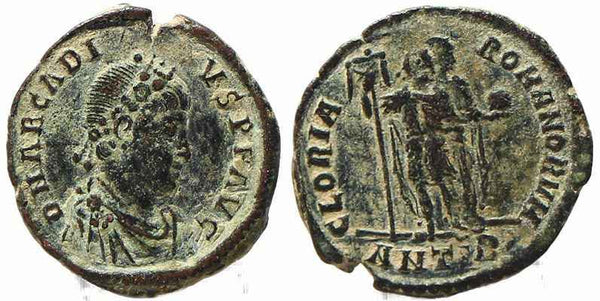 Roman coin of Arcadius Ae2 - GLORIA ROMANORVM - Antioch Mint