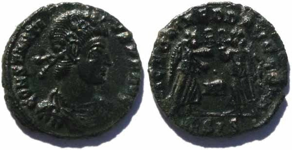 VF+ Constantius II 337-361AD, two victories, Siscia Mint