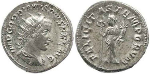 Roman Empire Gordian III AR double denarius