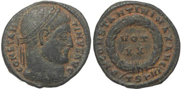 Roman coin of Constantine I - DN CONSTANTINI MAX AVG VOT XX - Thessalonica