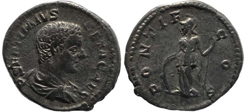 Geta AR Denarius - PONTIF COS - RSC 104, RCV 7186.