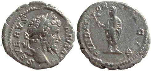 Ancient Roman silver coin of the Emperor Septimius Severus Denarius - FVNDATOR PACIS