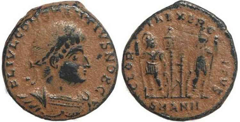 Roman coin of Constantius II - GLORIA EXERCITVS - Antioch Mint
