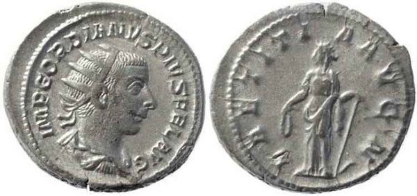 Gordian III 238-244AD silver antoninianus - LAETITIA AVG N - 5.27 grams