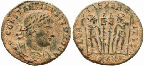 Roman coin of Constantine II 337-340AD Antioch mint