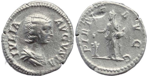 Ancient Roman coin of Julia Domna AR silver denarius - PIETAS AVGG
