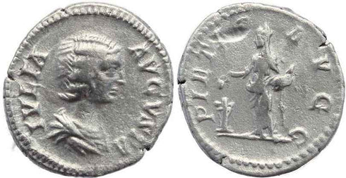 Ancient Roman coin of Julia Domna AR silver denarius - PIETAS AVGG