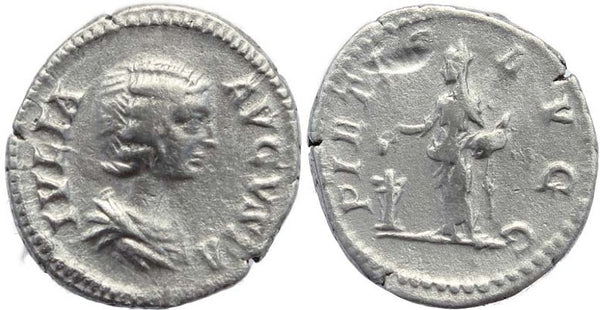 Ancient Roman coin of Julia Domna AR silver denarius - PIETAS AVGG