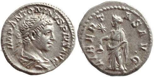 Beautiful silver denarius of Elagabalus - LIBERTAS AVG - Rome mint: 220-221 AD