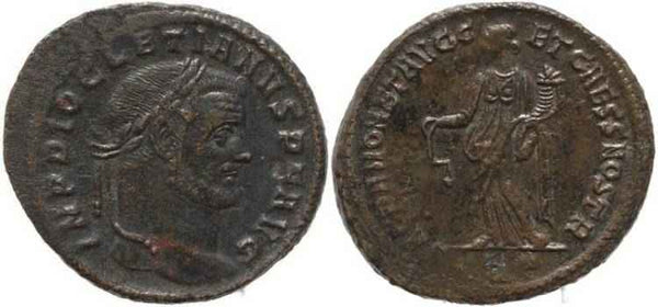 Roman coin of Diocletian - SACRA MONET AVGG ET CAESS NOSTR