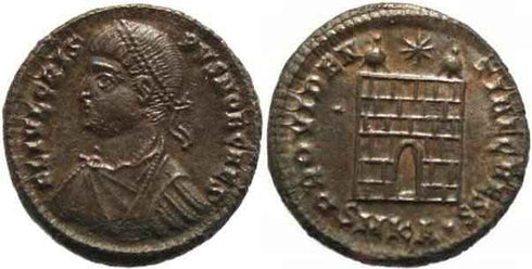 Crispus Ae follis struck 325-326AD Cyzicus