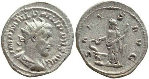 Roman coin of Philip I AR silver antoninianus - SALVS AVG