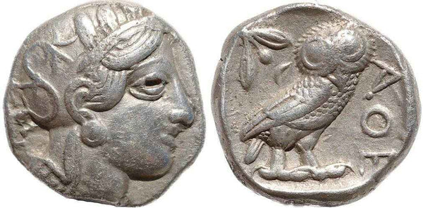 Attica, Athens silver tetradrachm - Helmeted Athena and Owl