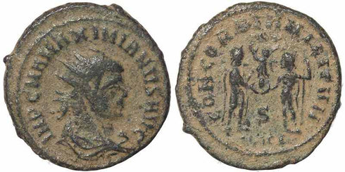 Roman coin of Maximianus antoninianus - CONCORDIA MILITVM