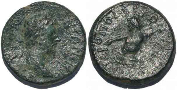 Marcus Aurelius AE21 of Cilicia, Hieropolis-Kastabala River god Pyramus swimming right