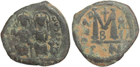Byzantine Empire - Justin II & Sophia AE follis - Constantinople - Year X