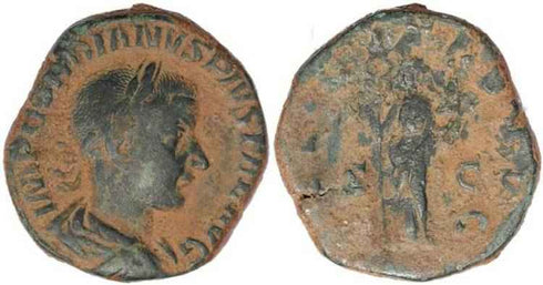 Large Ancient Roman coin of Gordian III AE sestertius - FELICITAS AVG S - C