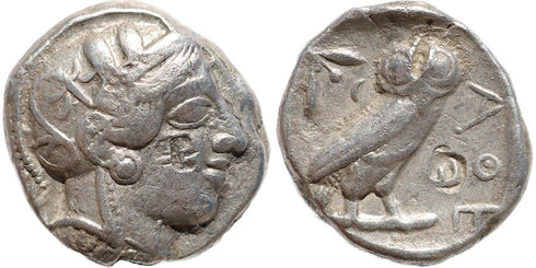 Attica, Athens silver tetradrachm - Helmeted Athena and Owl