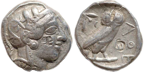 Attica, Athens silver tetradrachm - Helmeted Athena and Owl