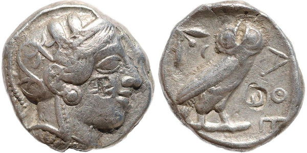 Attica, Athens silver tetradrachm - Helmeted Athena and Owl