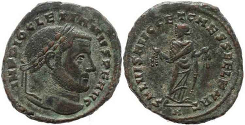 Roman coin of Diocletian - SALVIS AVGG ET CAESS FEL KART - Carthage