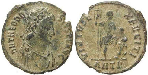 Roman coin of Theodosius I - VIRTVS EXERCITI - Antioch Mint