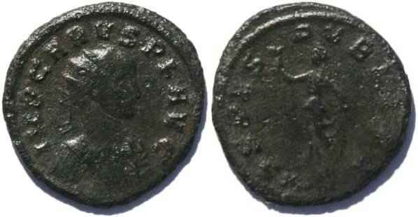 Carus 282-283AD Antoninianus, Spes walking holding flower
