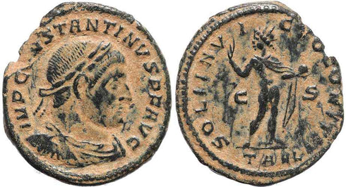 Ancient Roman coin of Constantine I - SOLI INVICTO COMITI