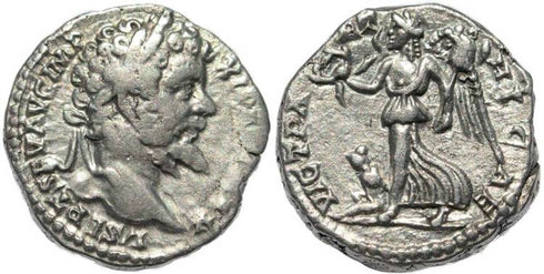 Septimius Severus AR silver denarius - VICT PARTHICAE