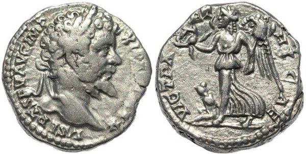 Septimius Severus AR silver denarius - VICT PARTHICAE