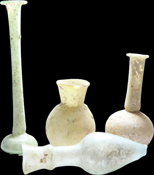4 Ancient Roman Glass perfume bottles found in the Holyland