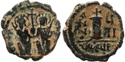 Byzantine coin of Justin II and Sophia AE Decanummium - Antioch - Year 7