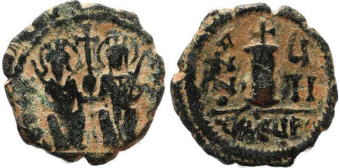 Byzantine coin of Justin II and Sophia AE Decanummium - Antioch - Year 7