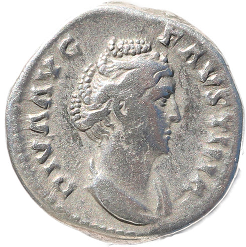 Roman coin of Faustina AR silver denarius - PIETAS AVG