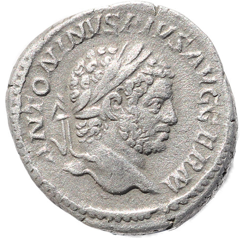 Roman coin of Caracalla - AR silver denarius - P M TR P XVIII COS IIII P P