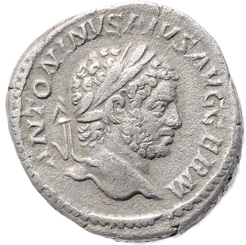 Roman coin of Caracalla - AR silver denarius - P M TR P XVIII COS IIII P P