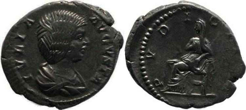 Julia Domna AR denarius - Wife Of Septimius Severus - PVDICITIA