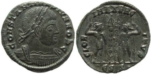 Roman coin of Constantine II - GLORIA EXERCITVS - Siscia