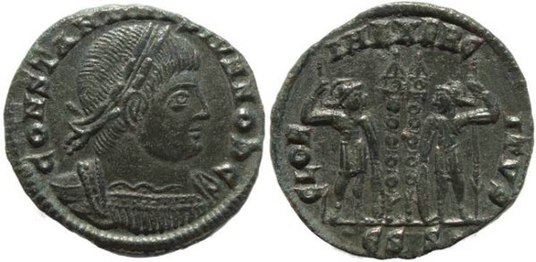 Roman coin of Constantine II - GLORIA EXERCITVS - Siscia