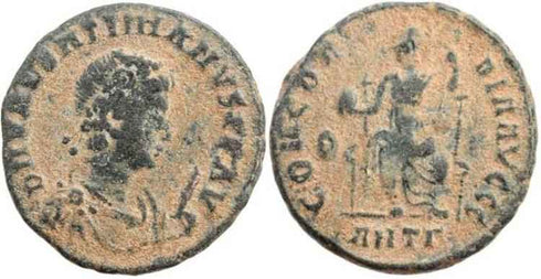 Roman coin of Valentinian II 375-392AD - CONCORDIA AVGGG - Antioch