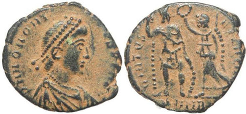 Roman coin of Honorius - VIRTVS EXERCITI - Nicomedia Mint